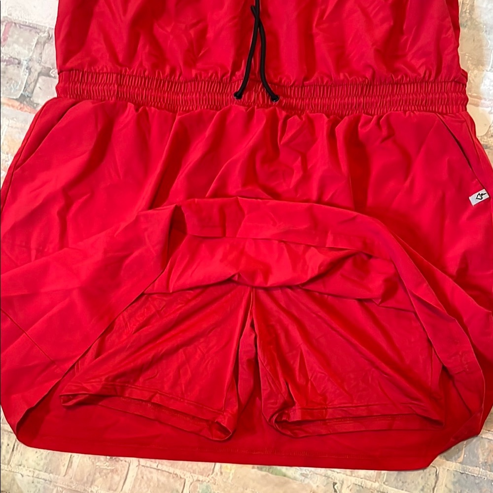Torrid Stretch Woven Mini 2-fer Red Active Mini Dress with Built in Shorts - Picture 6 of 8